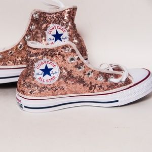rose gold sparkly converse